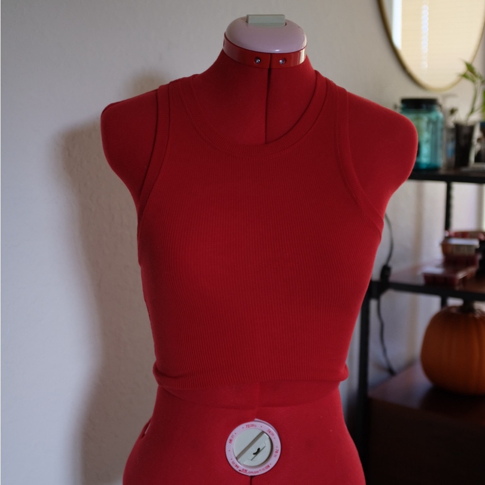 Red Ribbed Crop Top